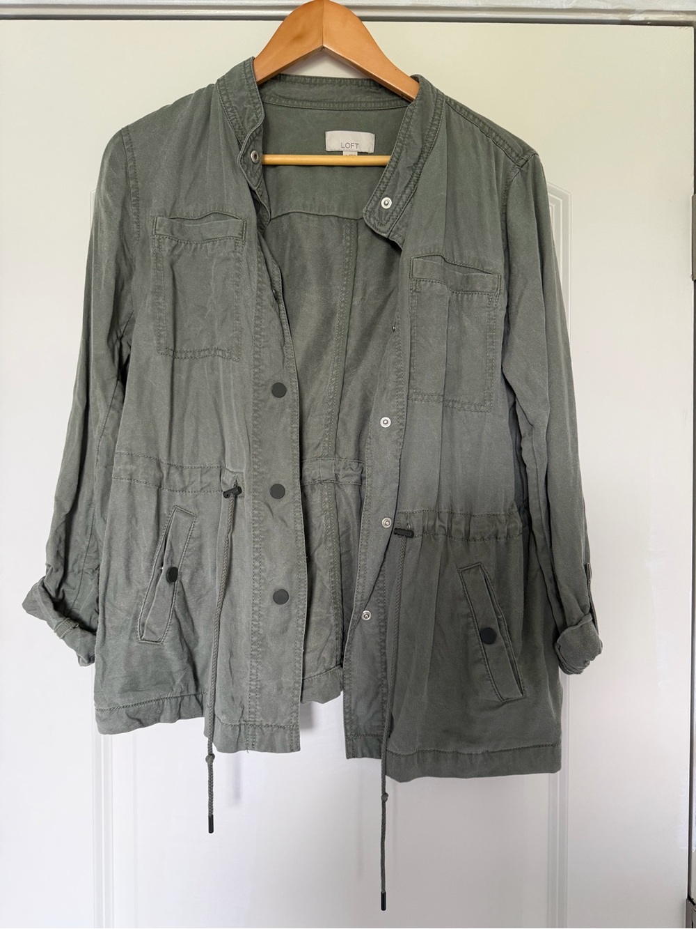 LOFT Olive Green Drawstring Utility Jacket for Women